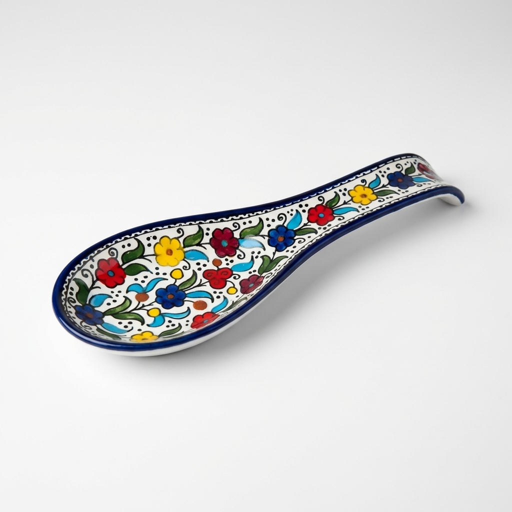 Ceramic Spoon Rest – Hand-Painted in Palestine