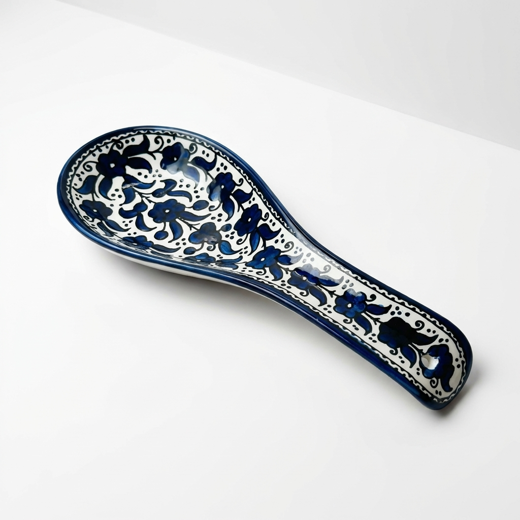 Ceramic Spoon Rest – Hand-Painted in Palestine