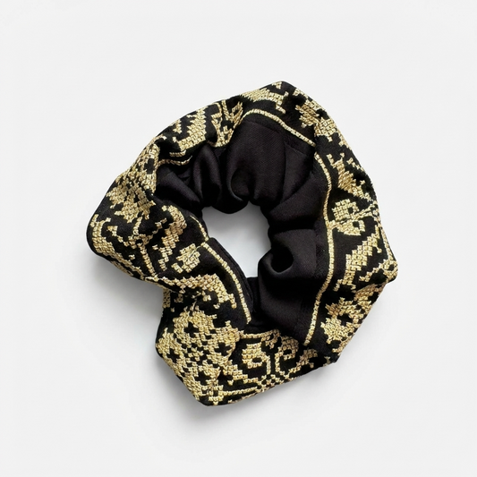 Midnight Gold – Tatreez Scrunchie