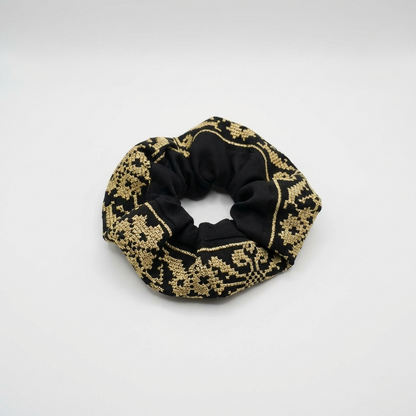 Midnight Gold – Tatreez Scrunchie