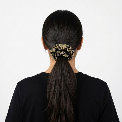 Midnight Gold – Tatreez Scrunchie
