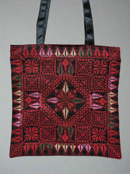 Tatreez Tote Bag – Colorful Star | Palestinian Embroidery