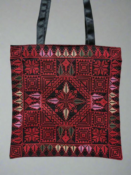 Tatreez Tote Bag – Colorful Star | Palestinian Embroidery