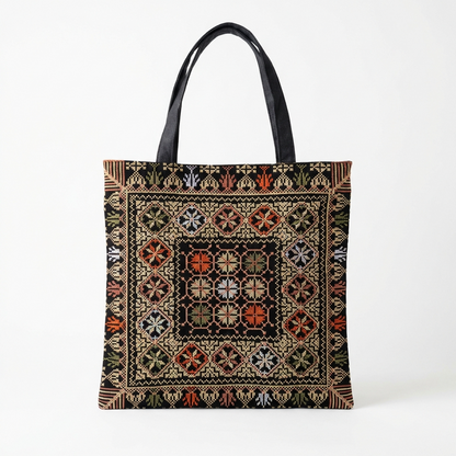 Tatreez Tote Bag – Golden Roots | Palestinian Made Embroidery