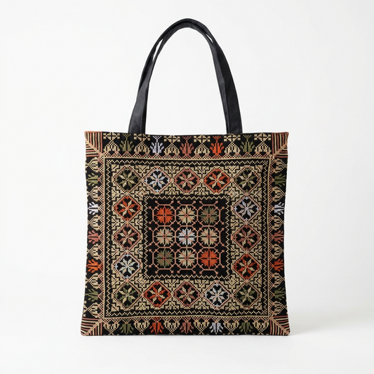 Tatreez Tote Bag – Golden Roots | Palestinian Made Embroidery