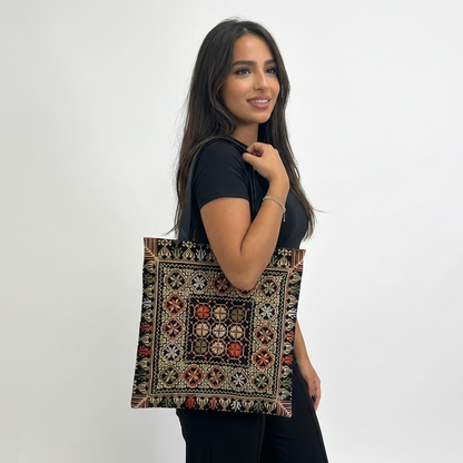 Tatreez Tote Bag – Golden Roots | Palestinian Made Embroidery