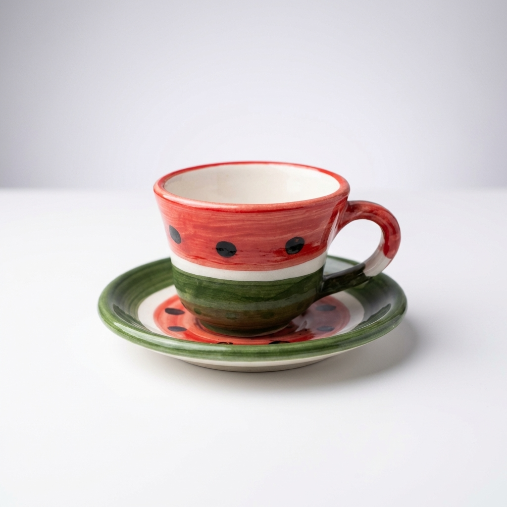 Watermelon Helweh Coffee Cups Set | Handmade Palestinian Ceramics