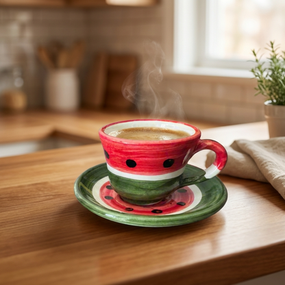 Watermelon Helweh Coffee Cups Set | Handmade Palestinian Ceramics