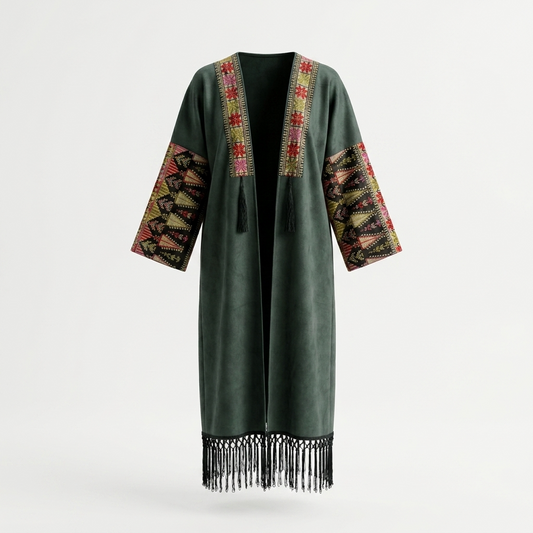 Velvet Tatreez Bisht – Emerald