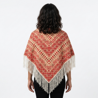 Ward Hand-Stitched Shawl - Red Ivory