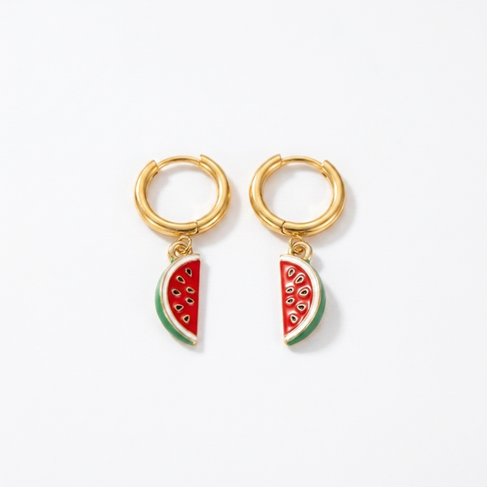 Watermelon Hoop Earrings