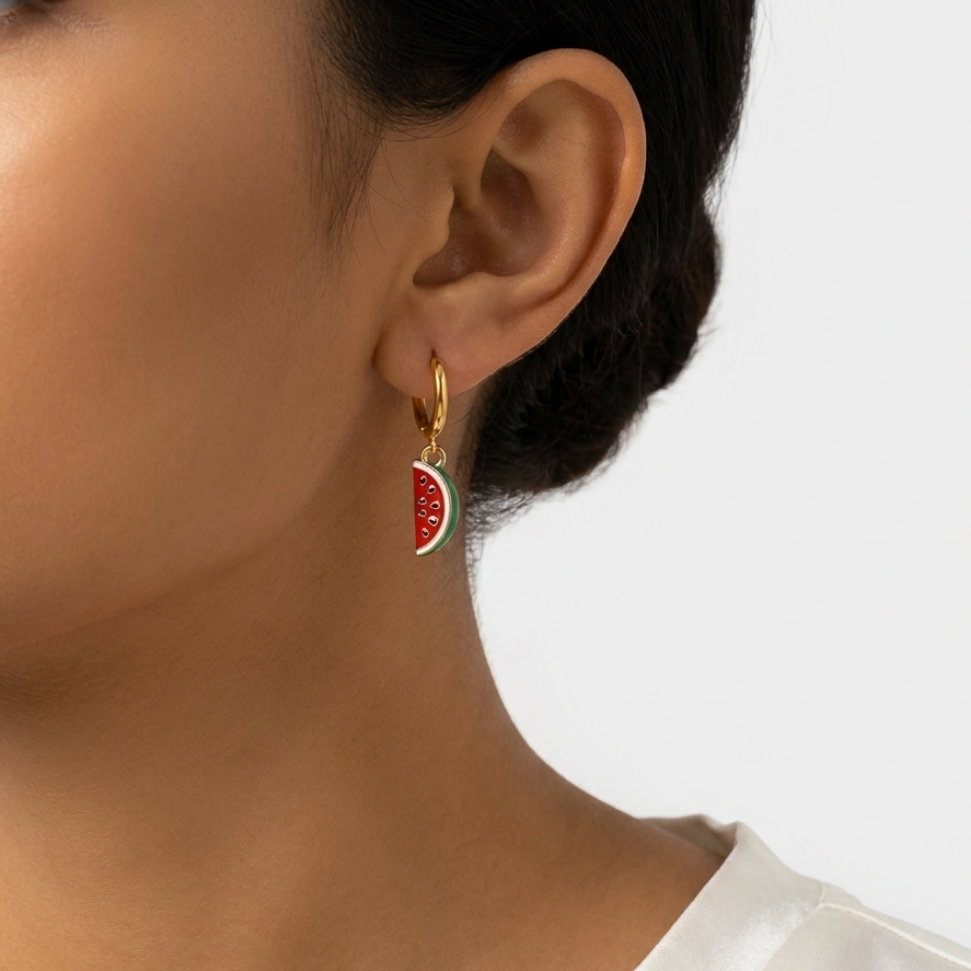 Watermelon Hoop Earrings