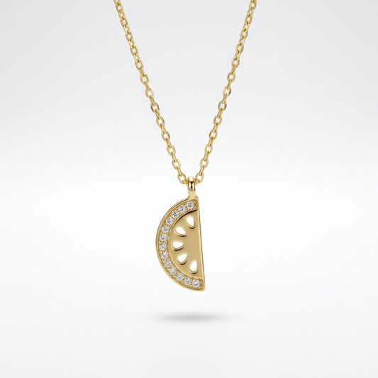 Watermelon Slice Necklace with Cubic Zirconia | Stainless Steel or 18K Gold Plated