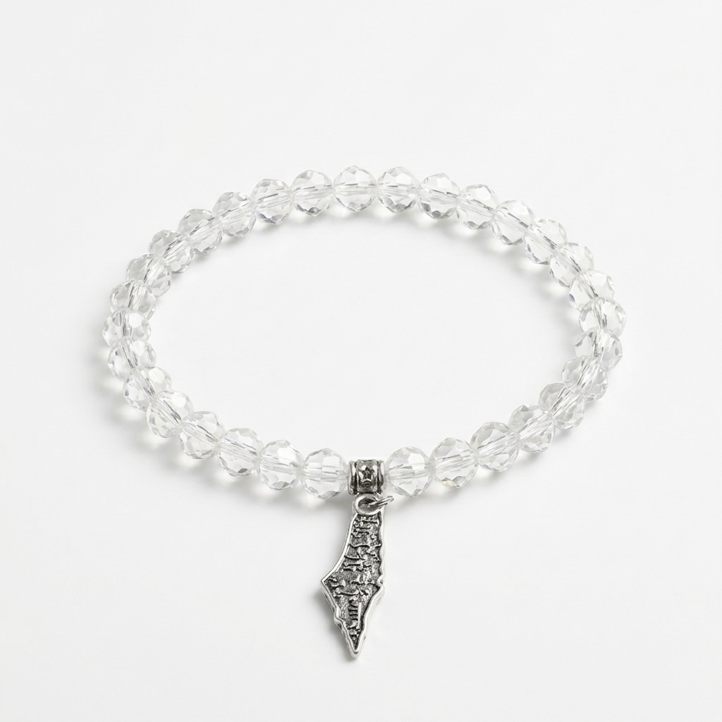White Beaded Palestinian Bracelet Map