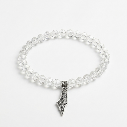 White Beaded Palestinian Bracelet Map