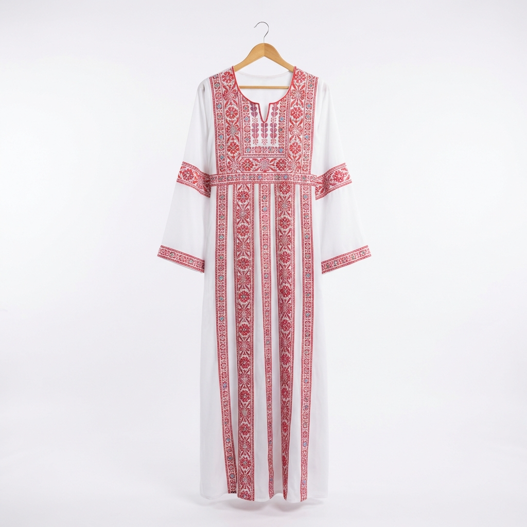 white embroidered folk dress ELISE - Embroidered White Maxi Dress With Open Back main image 1