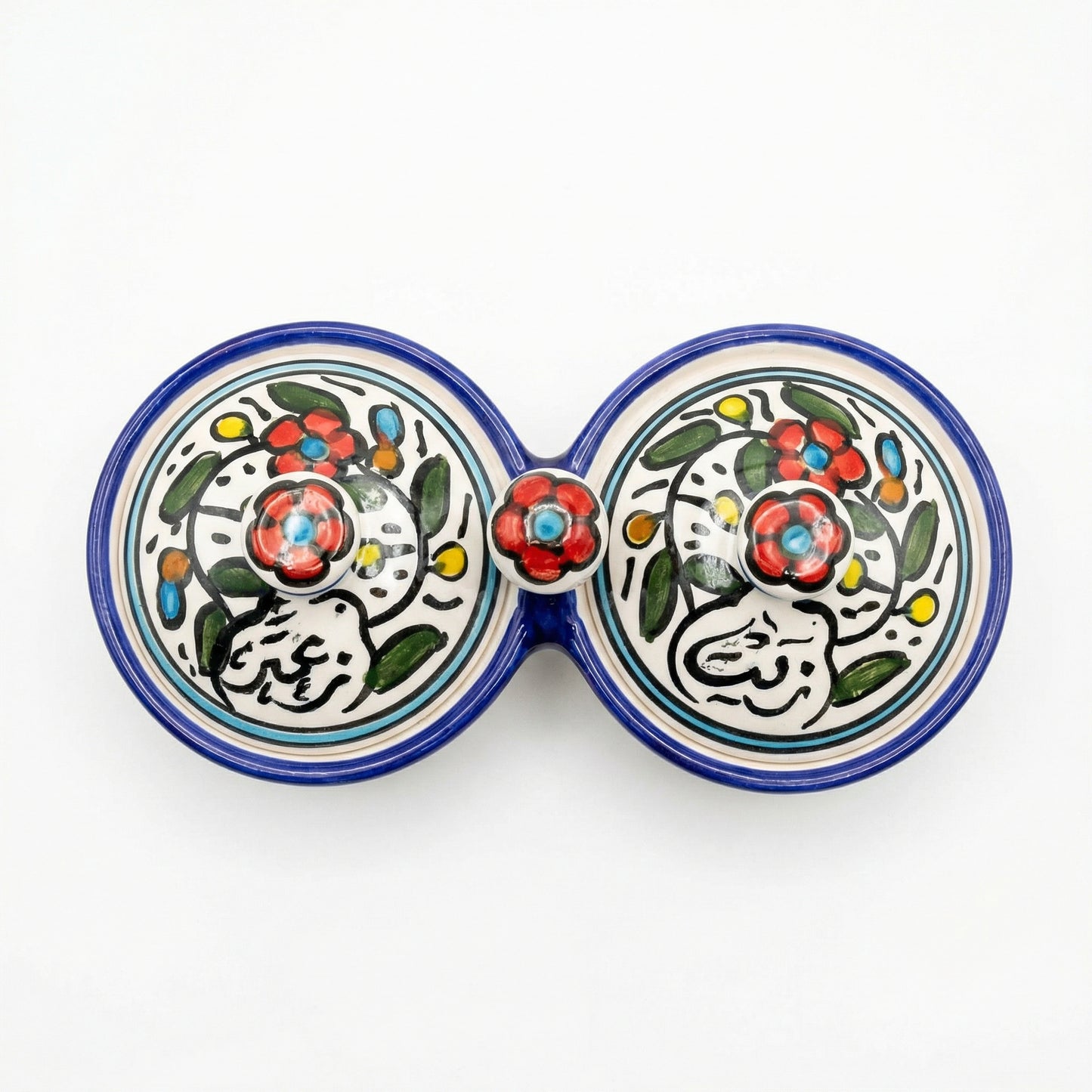 Zait & Zaatar (Olive Oil & Thyme) Double Dish Ceramic | Handmade by Palestinian Artisans