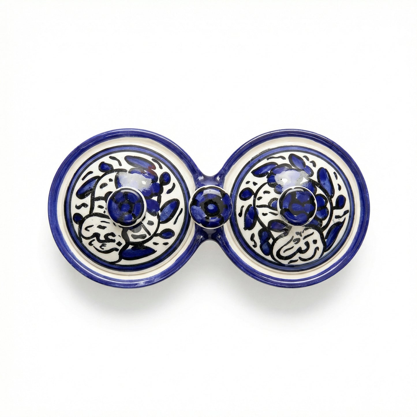 Zait & Zaatar (Olive Oil & Thyme) Double Dish Ceramic | Handmade by Palestinian Artisans