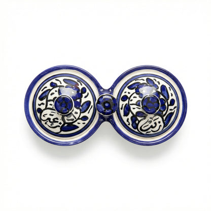 Zait & Zaatar (Olive Oil & Thyme) Double Dish Ceramic | Handmade by Palestinian Artisans
