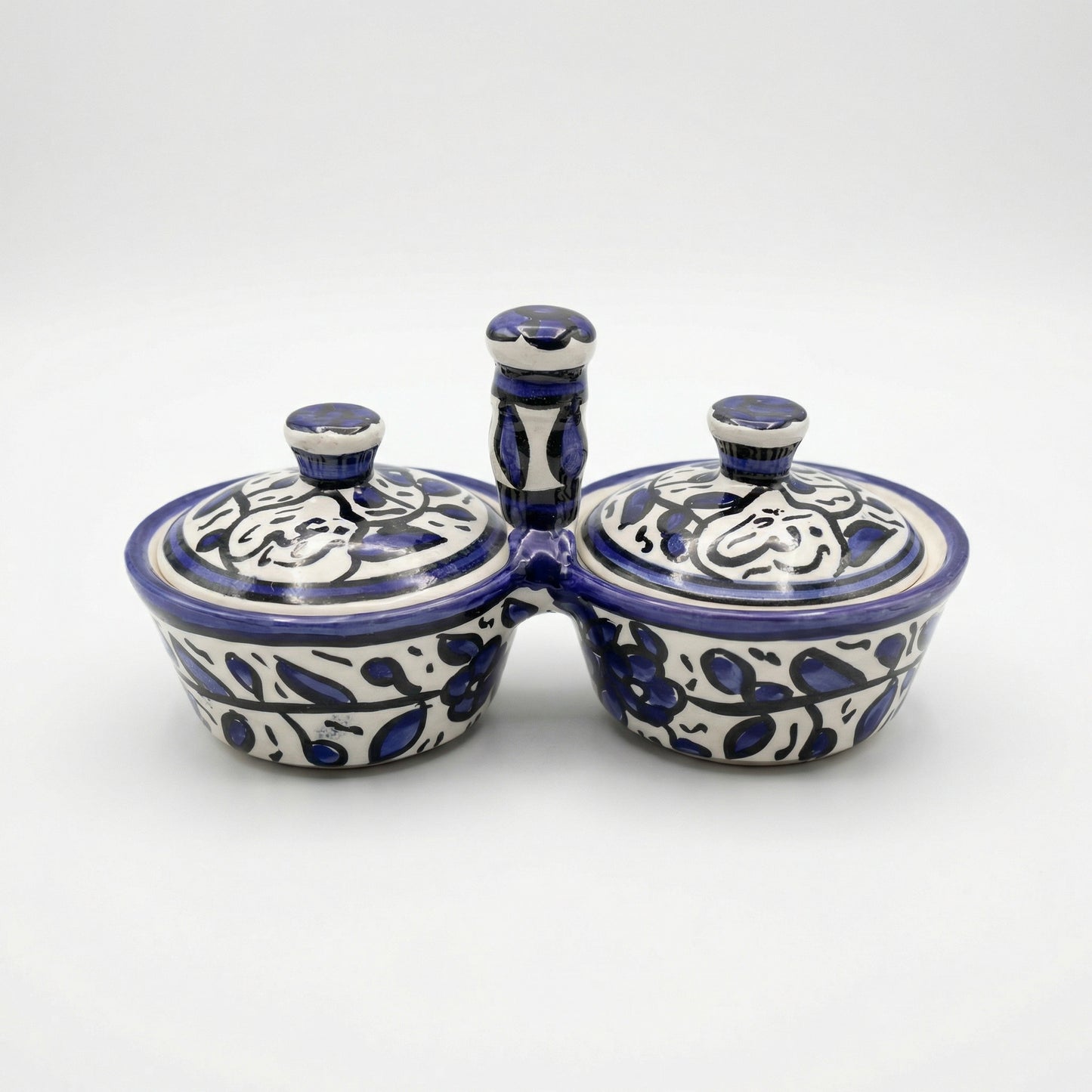 Zait & Zaatar (Olive Oil & Thyme) Double Dish Ceramic | Handmade by Palestinian Artisans