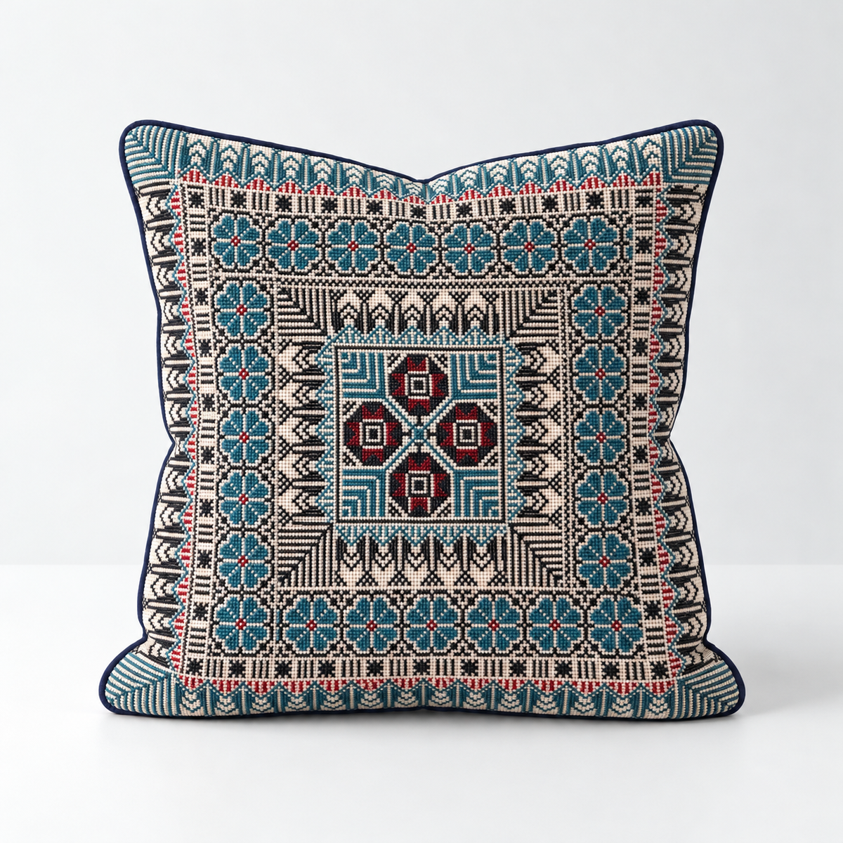 Garden Quartet - Teal & Burgundy cushion design