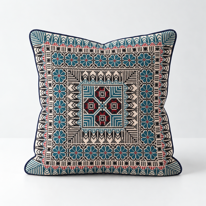 Garden Quartet - Teal & Burgundy cushion design