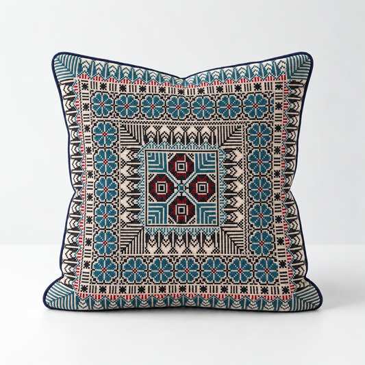Garden Quartet - Teal & Burgundy cushion design