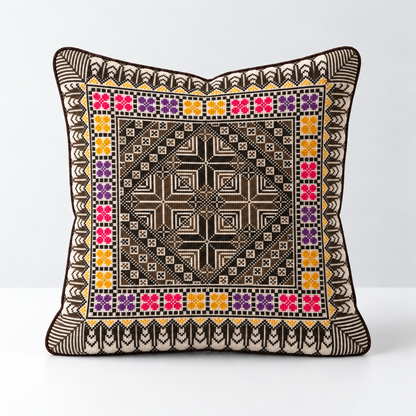 Twilight Star Garden - Brown, Pink & Purple cushion design