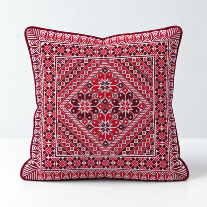 Crimson Petal Quartet - Red & Burgundy cushion design