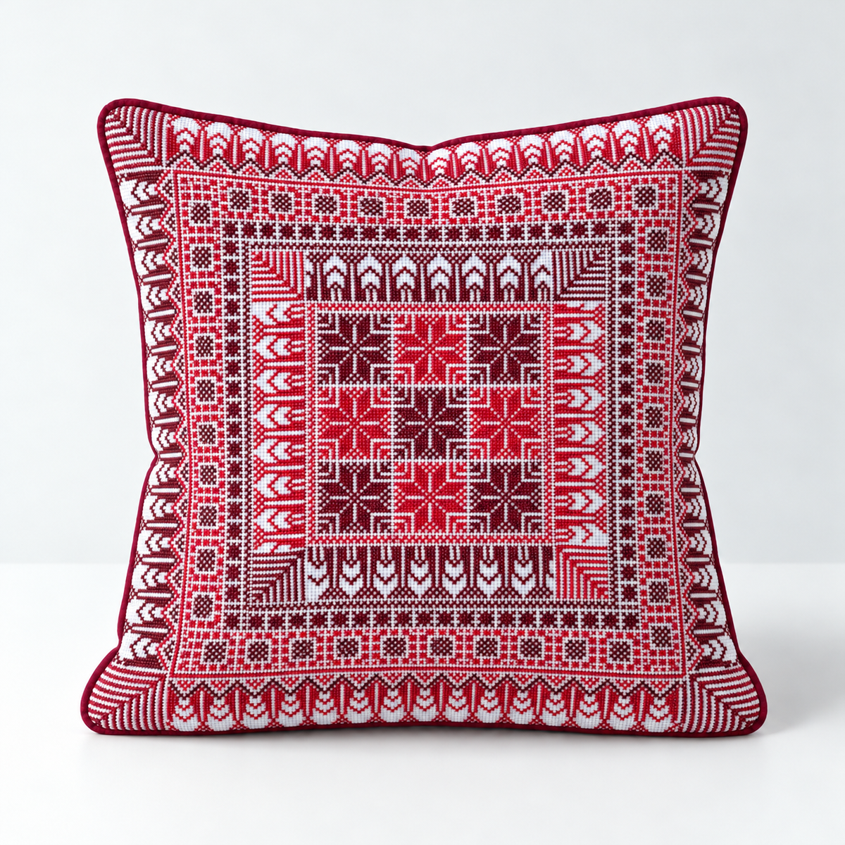 Nine Stars at Dusk - Red & Burgundy cushion design
