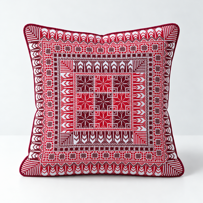 Nine Stars at Dusk - Red & Burgundy cushion design