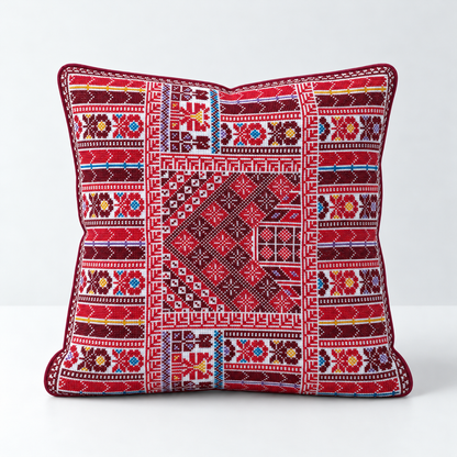 Garden Tapestry - Red & Multicolour cushion design