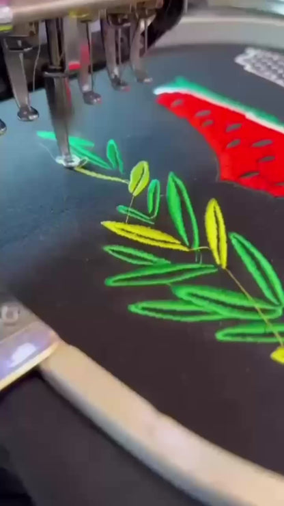 Palestine Maps Tatreez Hoodie - Black or White | Watermelon Kufiya Olive Leaves