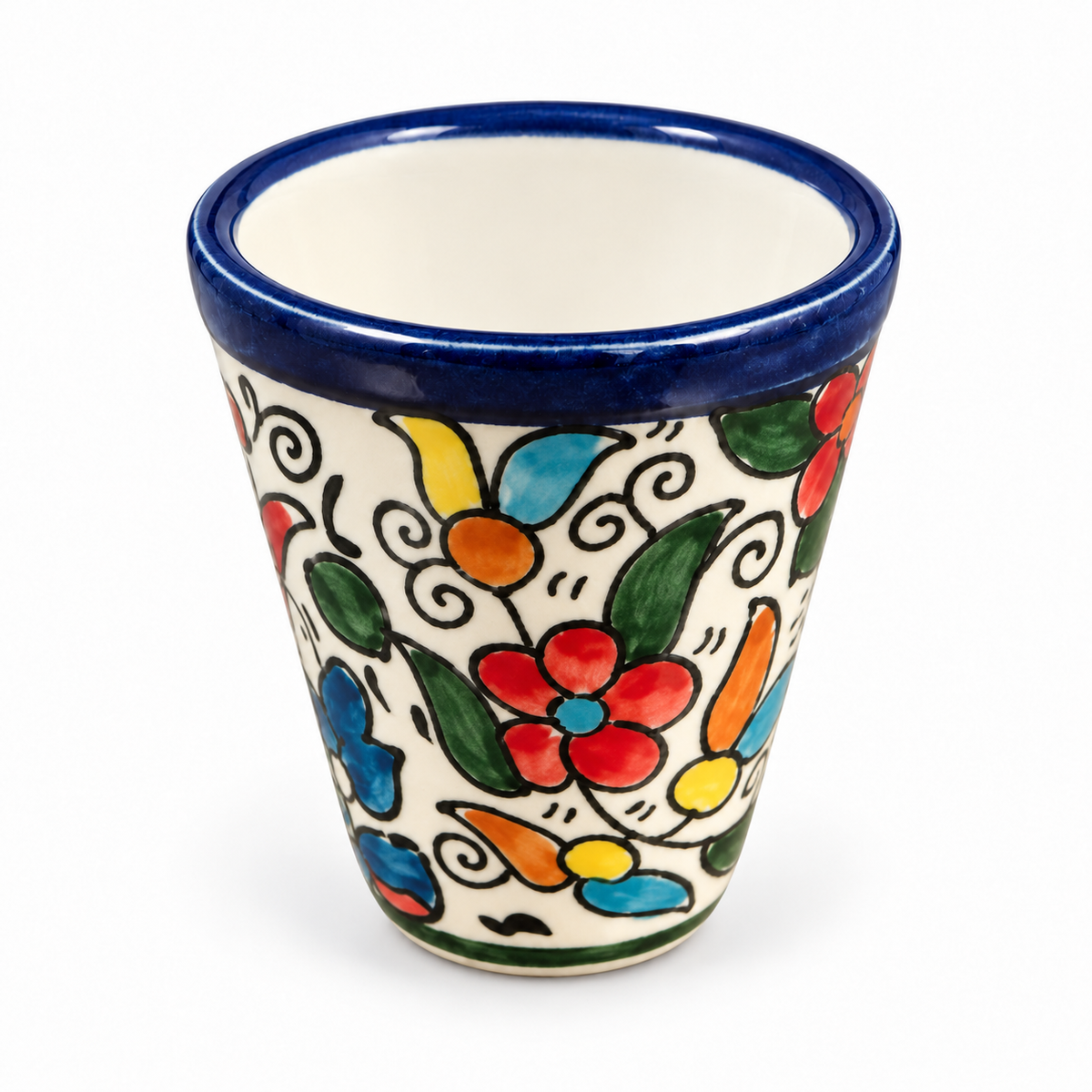 Multicolor Zahra hand-painted espresso cup on a white studio background